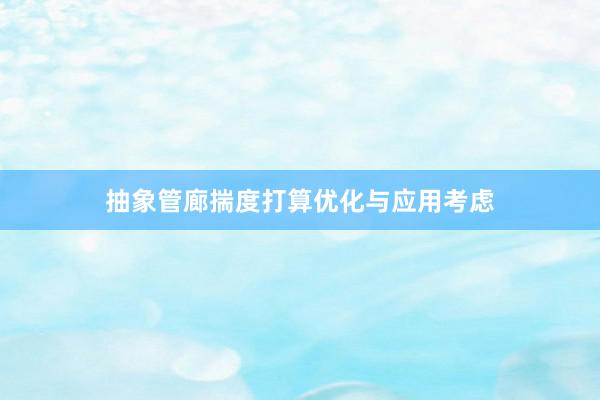 抽象管廊揣度打算优化与应用考虑